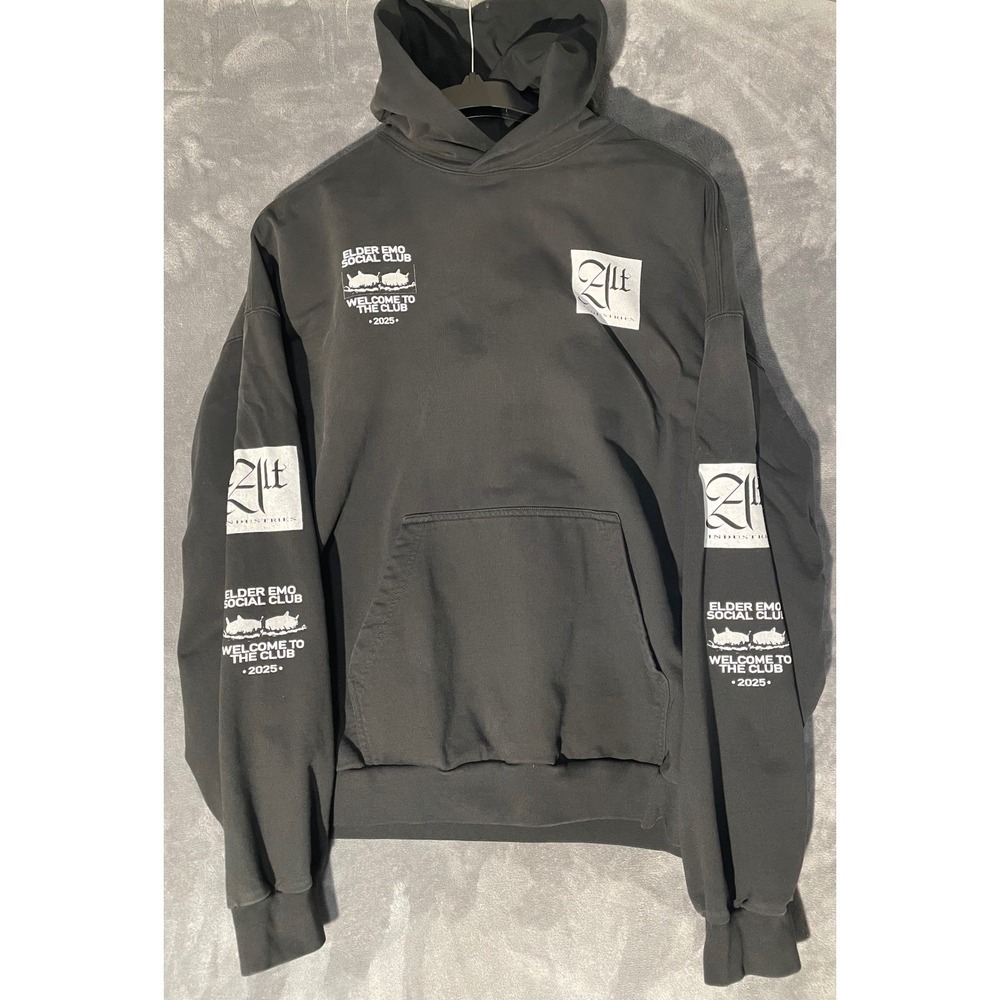 Alt Industries Elder Emo Social Club Hoodie Black Graphic Pullover Mens 2XL